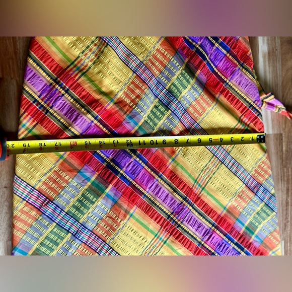 VINTAGE seer sucker maxi skirt Lord & Taylor Fifth Avenue plaid size 8 - Picture 12 of 13